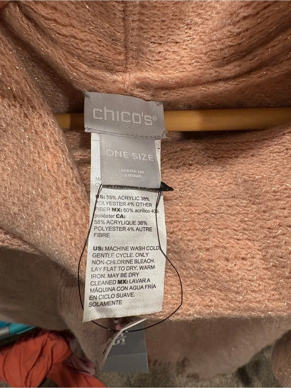 Chico's Camel Fringe Knit Poncho